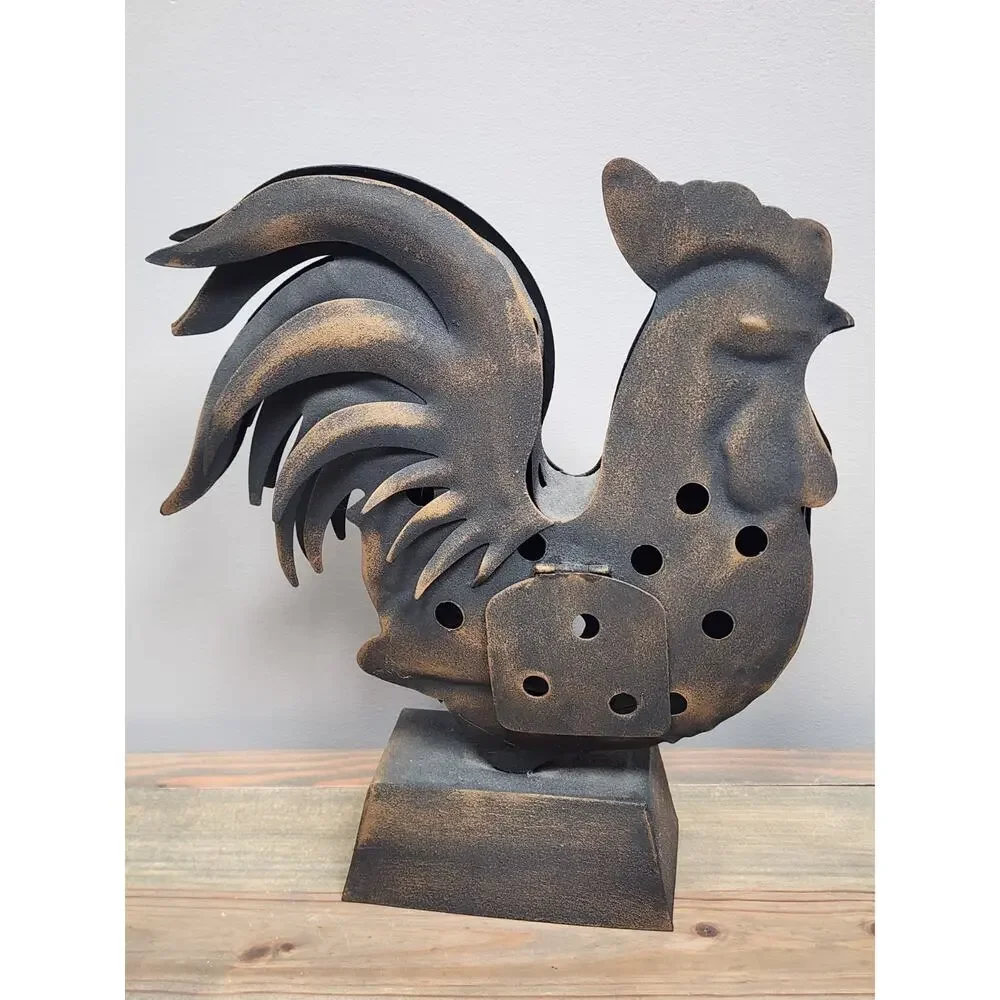 Rustic Rooster Tea Light Candle Holder, 11” Out/Indoor Alco Iluminations